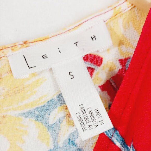 Leith, Red Floral Maxi Dress, Size Small, Short Sleeve, Cottage Core, Vacation, - Picture 2 of 15